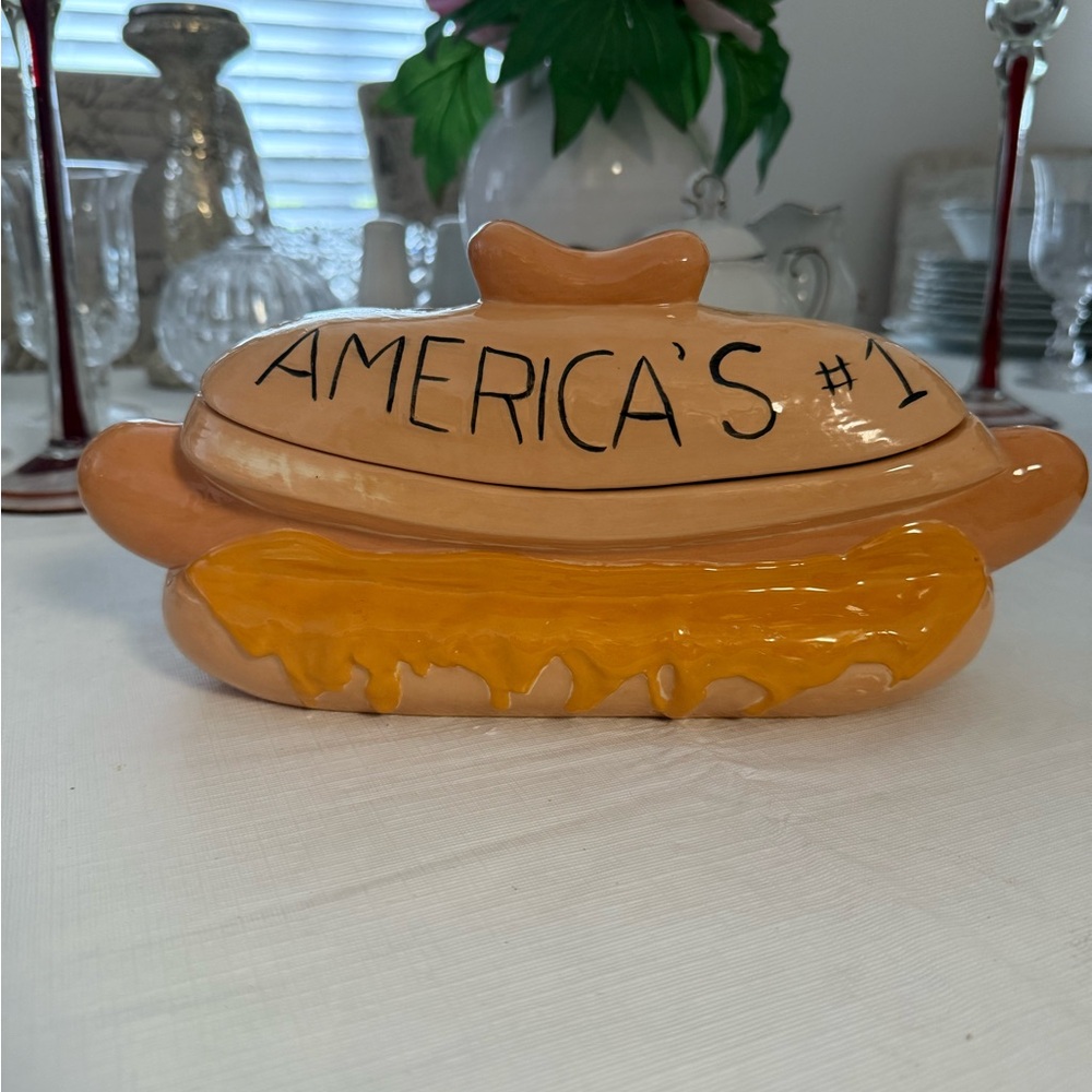Source Unknown Hot Dog Shaped Storage Container - Tan and Yellow